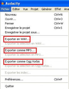 Audacity sauvegarder l' enregistrement
