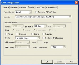 cdex choix de l' encodeur